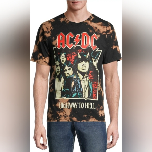 AC/DC Men's Highway To Hell Tie Dye Heavy Metal Rock T-Shirt - Size 2XL - Picture 9 of 11